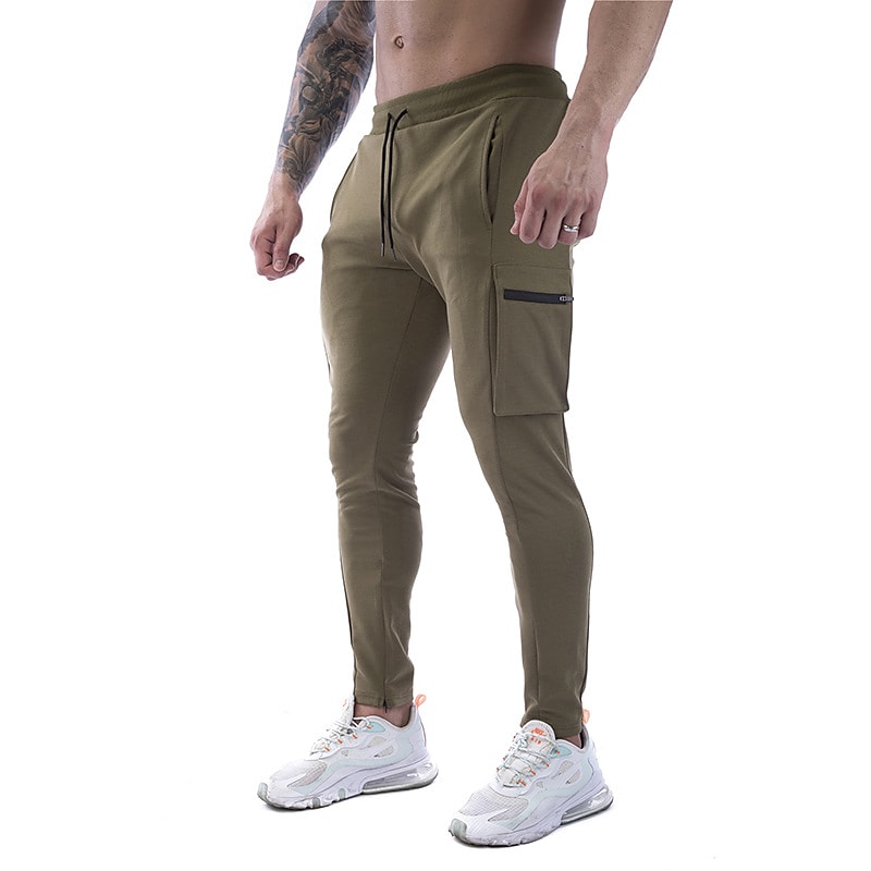 Men's Pocket Drawstring Solid Color Full Length Micro-elastic Pant