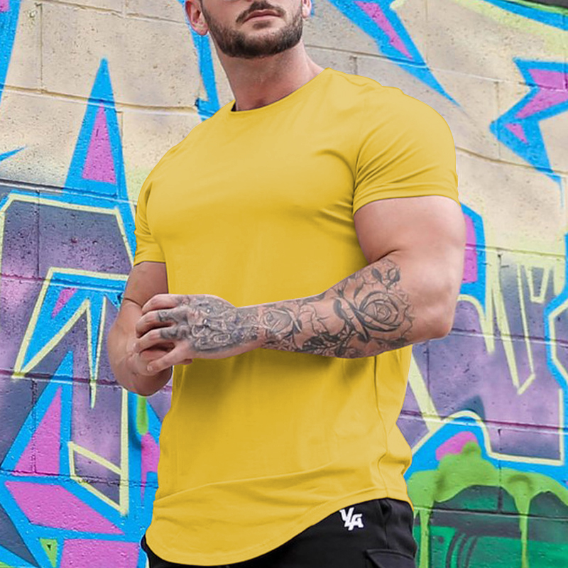 Men's T shirt Muscle Plain Crew Neck Athleisure Vacation Short Sleeve Top