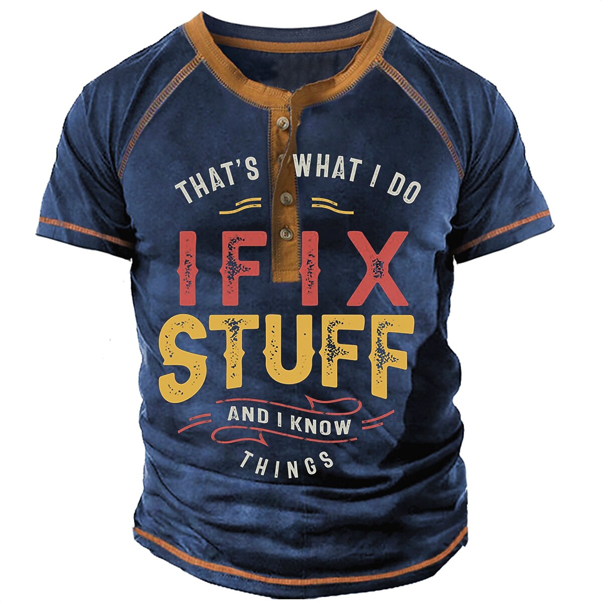 Men's Henley Shirt T shirt Tee 3D Print Graphic Patterned Letter Henley Street Casual Button-Down Print Short Sleeve Tops 