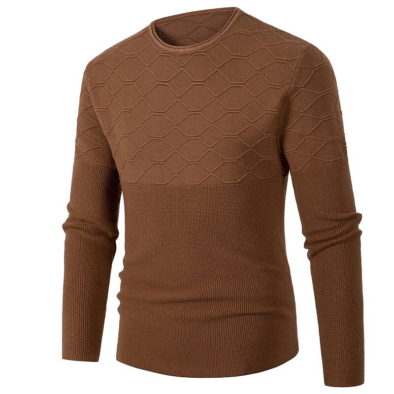 Men's Pure Color Long Sleeve Knitted Solid Color Crew Neck Shirt
