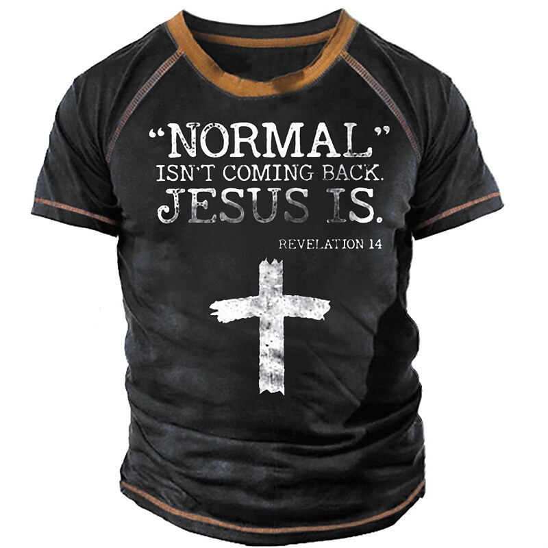 Men's 3D Print Graphic Patterned Letter Crew Neck Short Sleeve Tops 