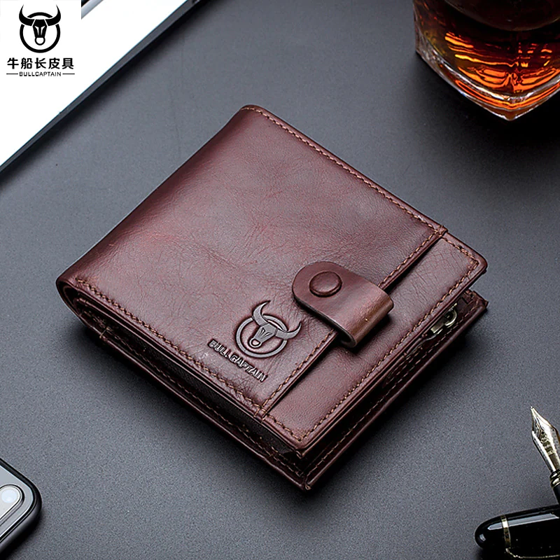 men's leather bi-fold wallet head layer leather wallet leisure driving certificate multi-function card slot wallet