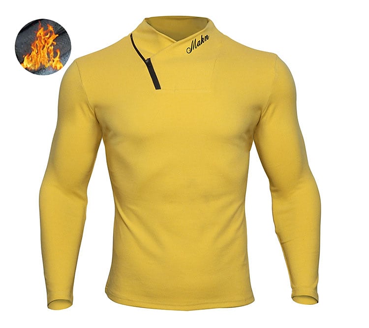 Men's Casual Letter Stand Collar Sport Vacation Long Sleeve Shirt