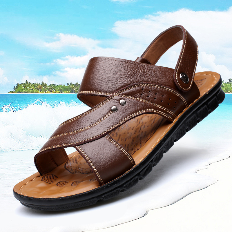 men's sandals leather upper beach shoes