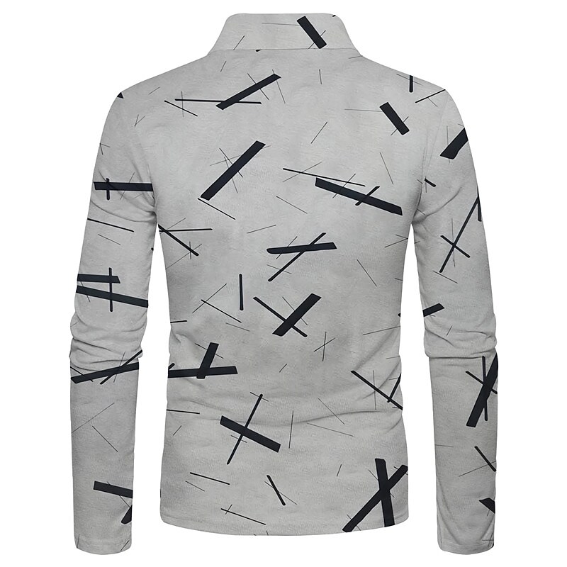 Men's Golf Shirt 3D Print Geometry Turndown Street Casual Zipper Print Long Sleeve Tops Designer Casual Fashion Breathable Green Blue Gray