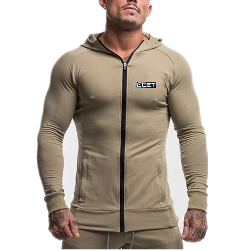 Men's Muscular Men Fitness Training Casual Running Loose Hooded Cardigan Jacket