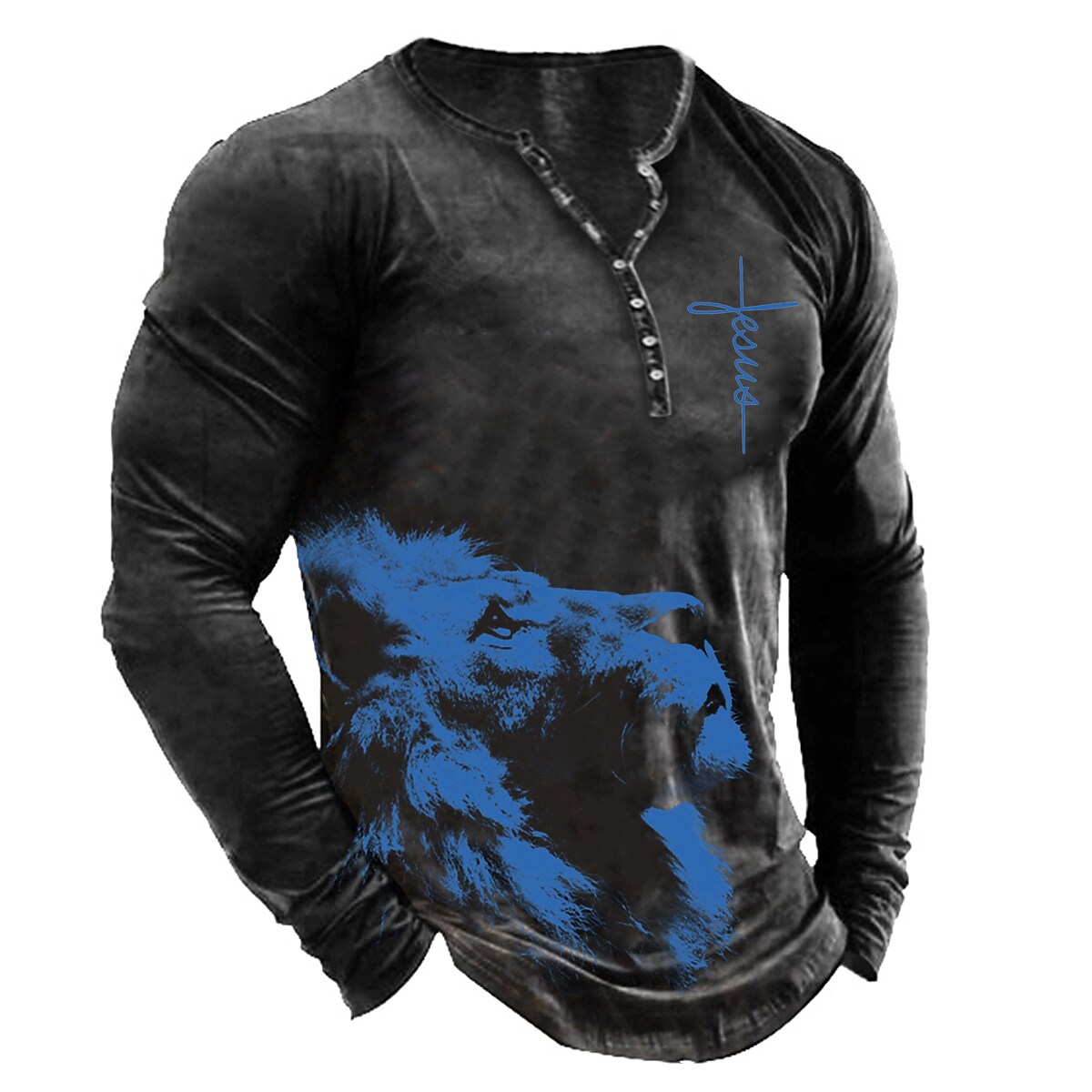 Men's Graphic Skull Henley Long Sleeve 3D Print Outdoor Button-Down Print Tops 