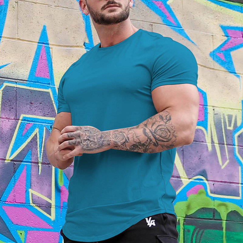 Men's T shirt Muscle Plain Crew Neck Athleisure Vacation Short Sleeve Top