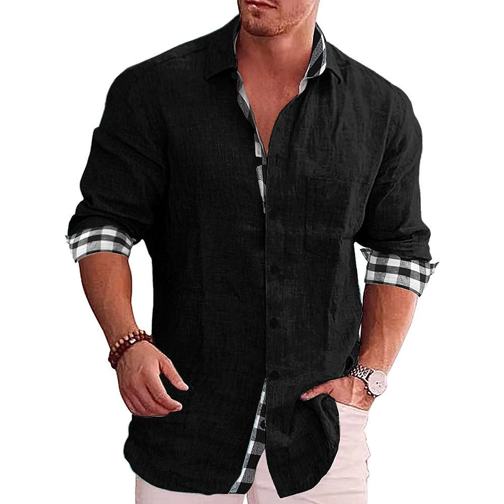 men's summer solid color short-sleeved shirt