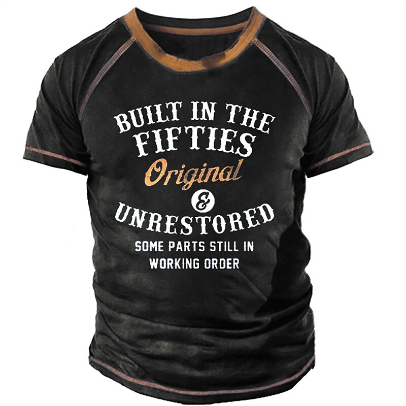 Men's 3D Print Graphic Patterned Letter Crew Neck Short Sleeve Tops