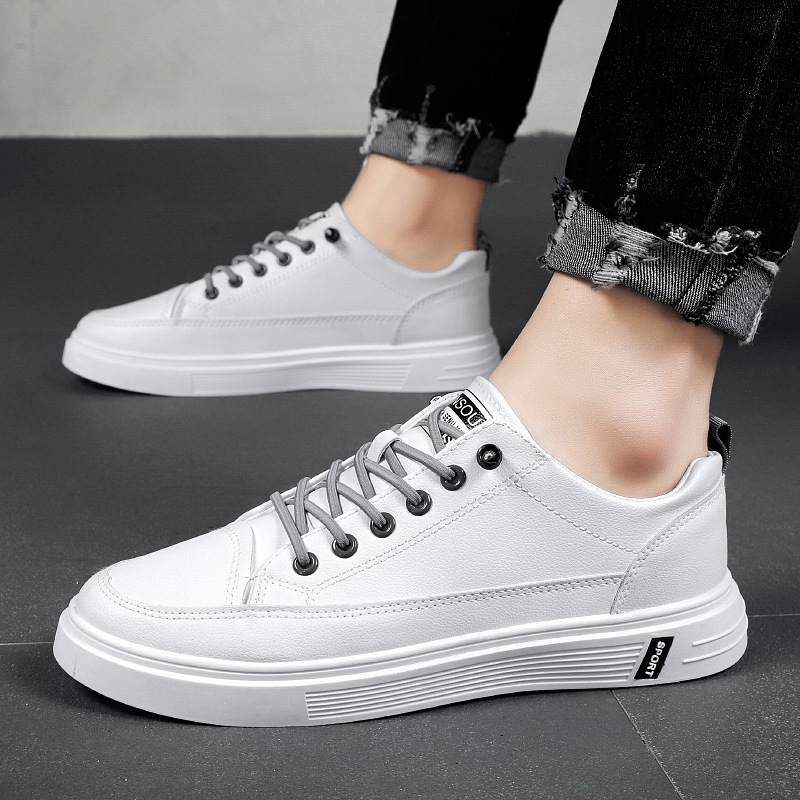 shoes men's 2022 spring new trend all-match small white shoes men's korean version breathable leather casual sneakers wholesale