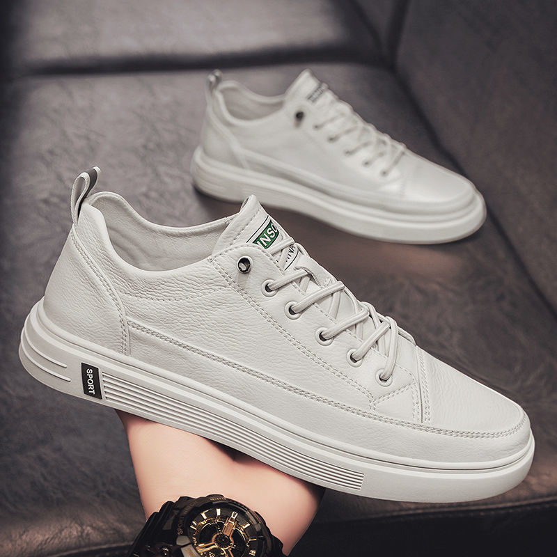 shoes men's 2022 spring new trend all-match small white shoes men's korean version breathable leather casual sneakers wholesale