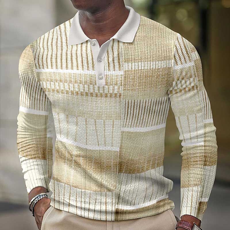 Men's Outdoor Street Button-Down Long Sleeve Breathable Polo Shirt