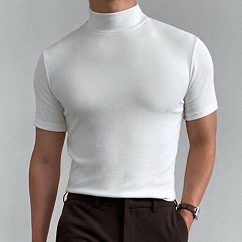 Men's Solid Color Stand Collar Short Sleeve Street Daily Tops Fashion Casual Comfortable