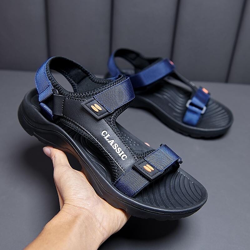 cross-border 2022 summer new men's large size beach shoes soft sole personality sandals and slippers breathable leather sandals wholesale