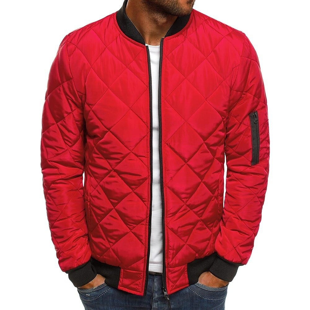 Men's Outdoor Windproof Solid Color Cotton Full Zipper Warm Coat
