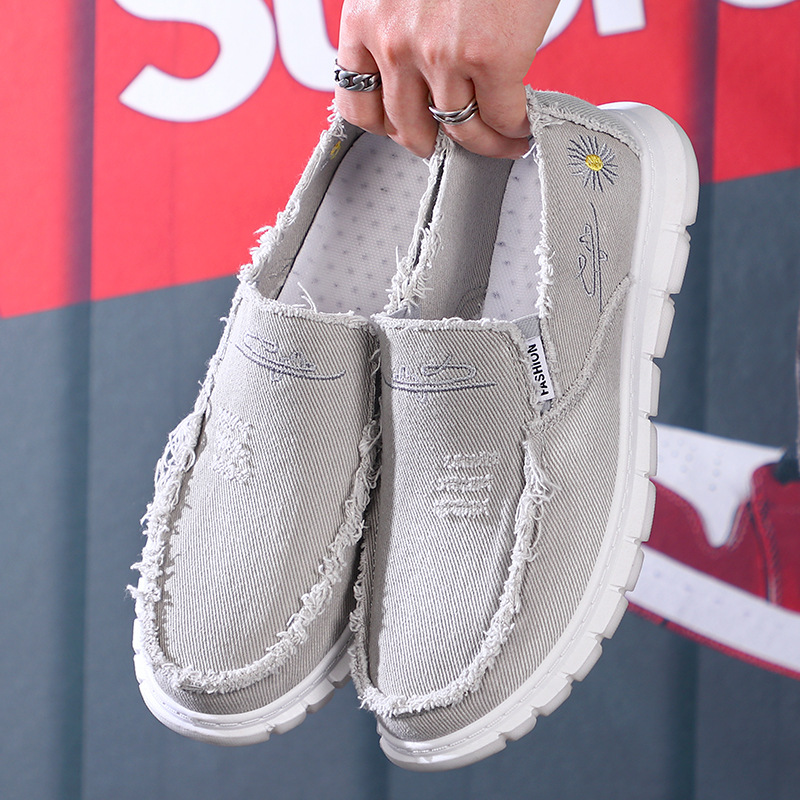 summer new fashion men's shoes canvas shoes breathable work old beijing cloth shoes men's slip-on lazy casual shoes