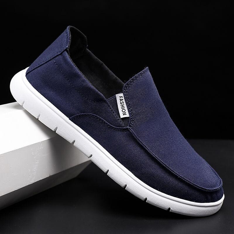 spring and summer canvas shoes men's korean version of the trend of all-match a slip-on shoes casual deodorant old beijing cloth shoes men
