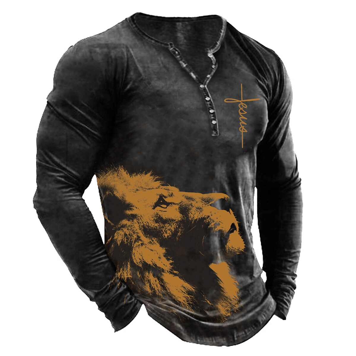 Men's Graphic Skull Henley Long Sleeve 3D Print Outdoor Button-Down Print Tops 