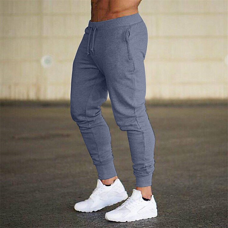 Men's Solid Color Pocket Drawstring Breathable Joggers Sweatpants
