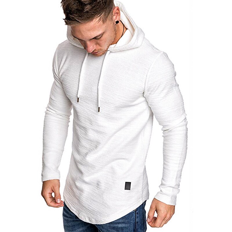 Men's Casual Outdoor Solid Color Hooded Long Sleeve Sport Sweatshirt