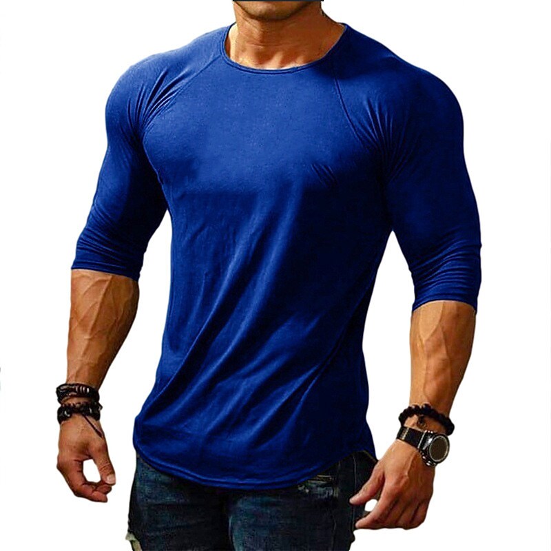 Men's Casual Solid Color Crew Neck Long Sleeve Muscle Shirt