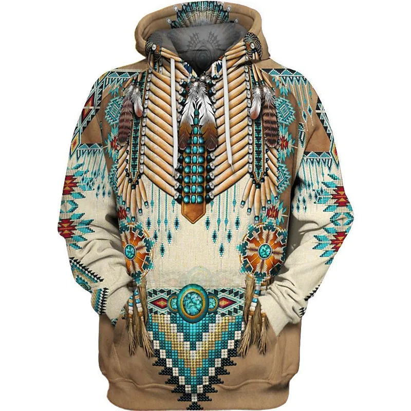 Men's  Hoodie Sweatshirt Tribal Graphic Prints Sports & Outdoor Long Sleeve