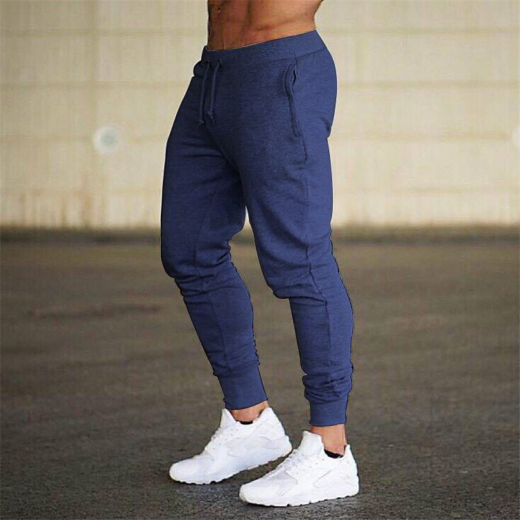 Men's Solid Color Pocket Drawstring Breathable Joggers Sweatpants