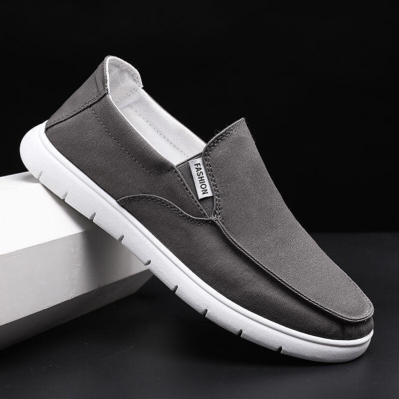 spring and summer canvas shoes men's korean version of the trend of all-match a slip-on shoes casual deodorant old beijing cloth shoes men