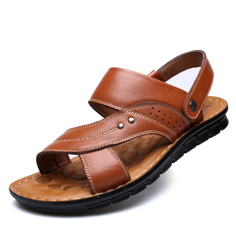 2022 summer new men's sandals men's leather beach shoes casual men's shoes fashion slippers wholesale one piece