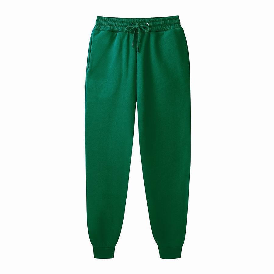 Men's Side Pocket Elastic Waist Fleece Solid Color Fleece Sweatpant