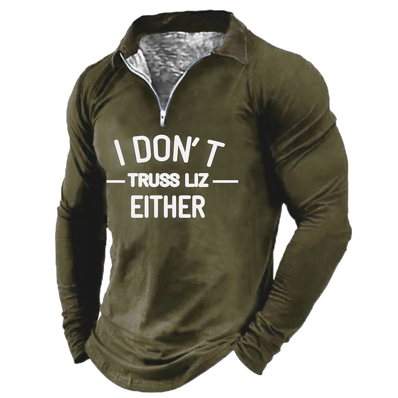 Men's Casual Letter Print Turndown Long Sleeve Zipper Sweatshirt