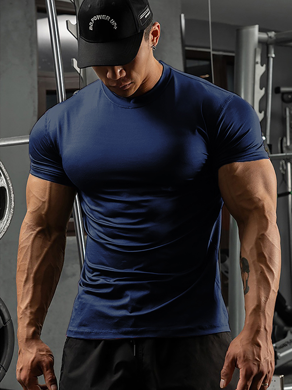 Men's Short Sleeve Base Layer Athletic Breathable Quick Dry Top