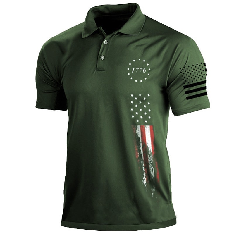 Men's Golf Shirt 3D Print Star Turndown Street Short Sleeve Tops