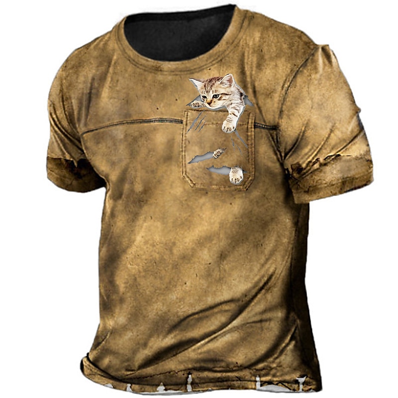 Men's 3D Print Graphic Patterned Animal Crew Neck Short Sleeve Tops 