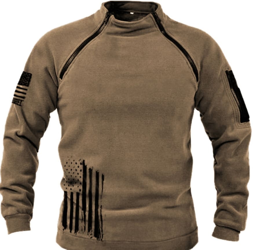 Men's Casual Daily Long Sleeve High Collar Zipper Sweatshirt 