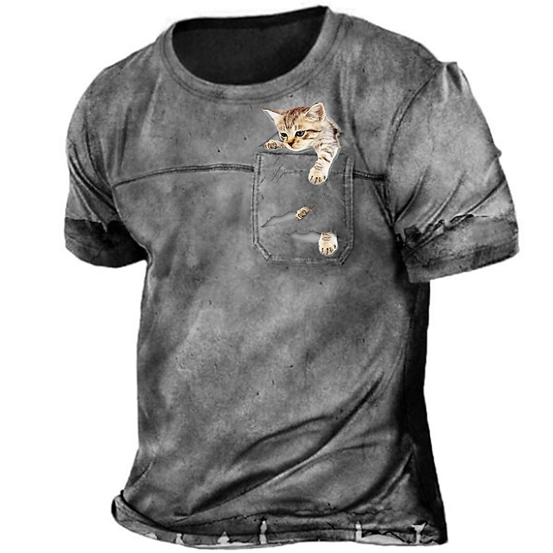 Men's 3D Print Graphic Patterned Animal Crew Neck Short Sleeve Tops 