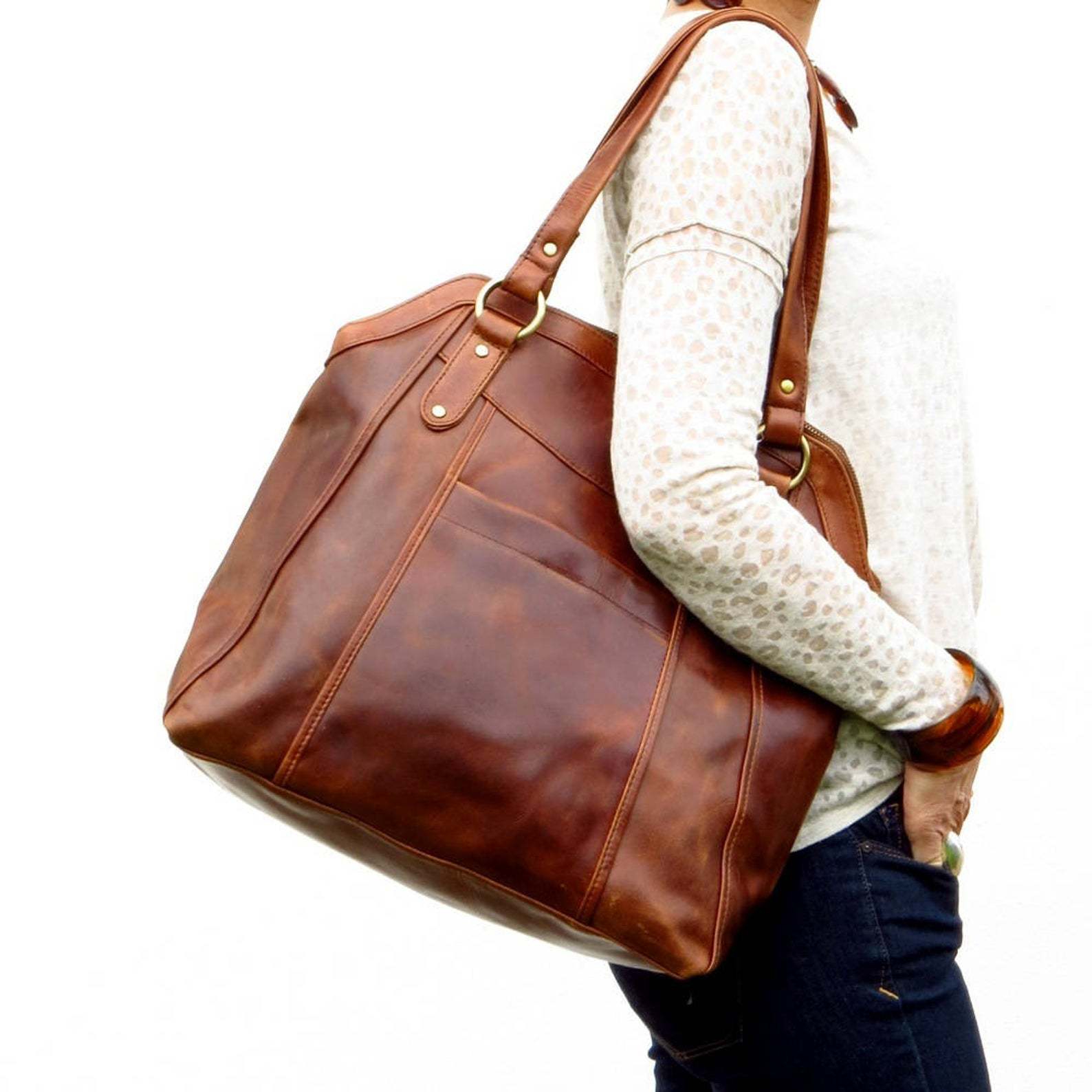 tan leather work bolsa
