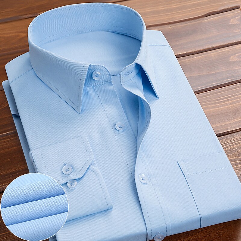 Men's Long Sleeve Wedding Daily Button-Down Tops Business Formal Casual Comfortable / Work