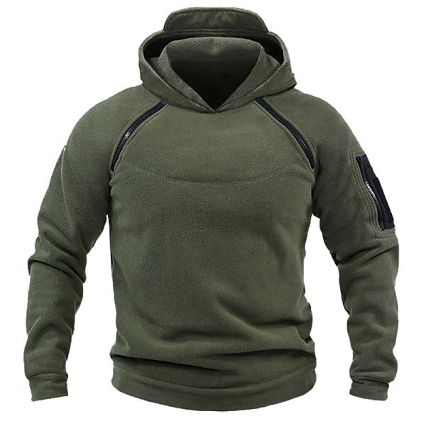 Men's Solid Color Hooded Casual Daily Button-Down Sweatshirt