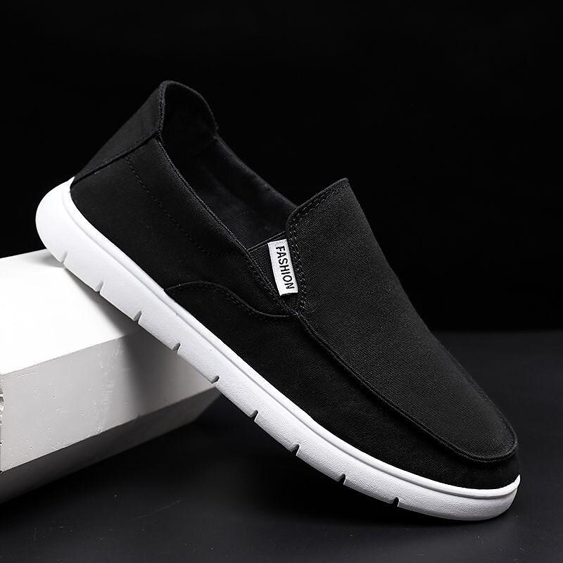 spring and summer canvas shoes men's korean version of the trend of all-match a slip-on shoes casual deodorant old beijing cloth shoes men