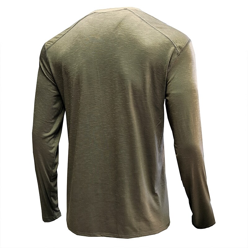 Men's Solid Color Round Neck Button Down Outdoor Long Sleeve Shirt
