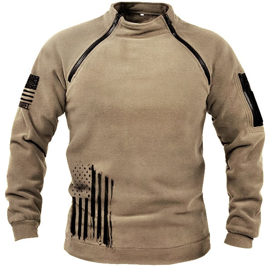 Men's Casual Daily Long Sleeve High Collar Zipper Sweatshirt 