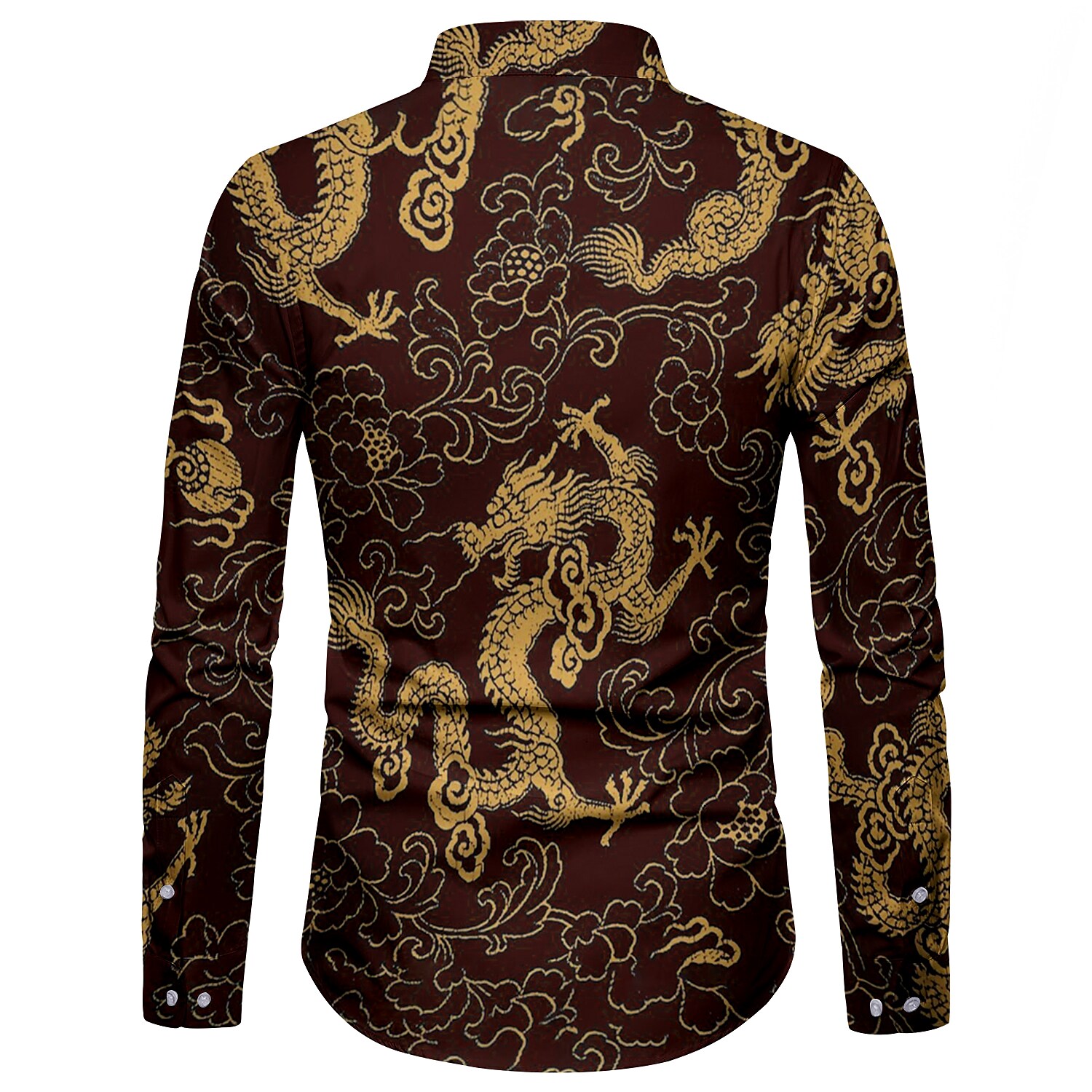 Men's Social Slim Lapel Long Sleeve Streetwear Gradon Pattern Shirt