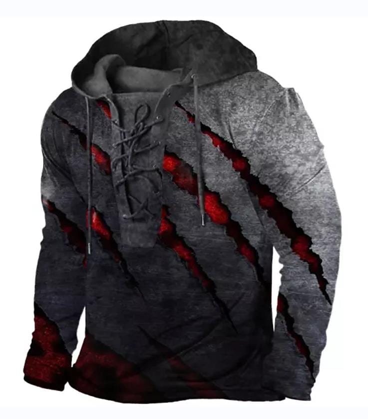 Men's Casual Sports 3D Print Hooded Long Sleeve Sweatshirts