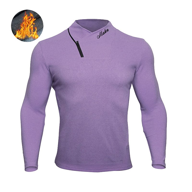 Men's Casual Letter Stand Collar Sport Vacation Long Sleeve Shirt