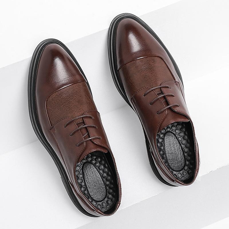 2021 new men's pointed toe shoes korean version trend dress business casual leather shoes men's wedding shoes wholesale