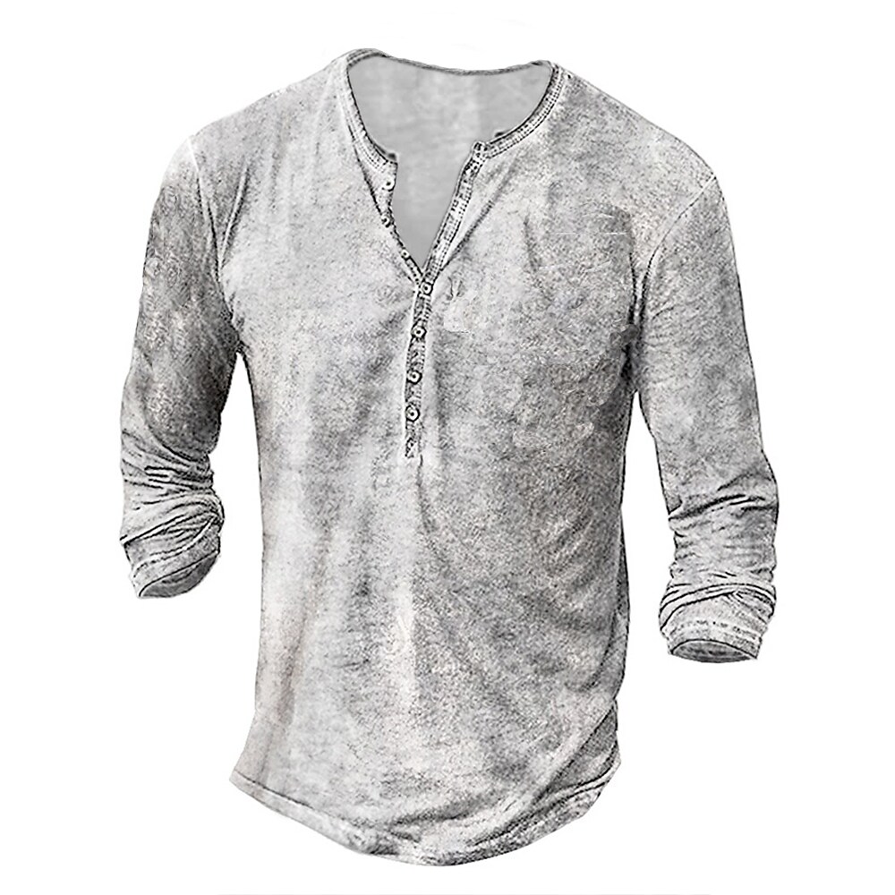 Men's Casual Street Collarless Long Sleeve Button Nostalgic Shirt