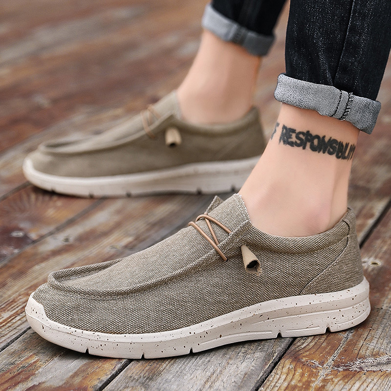 2020 spring new breathable summer trend british canvas shoes cross-border large size 48 casual breathable lazy men's shoes