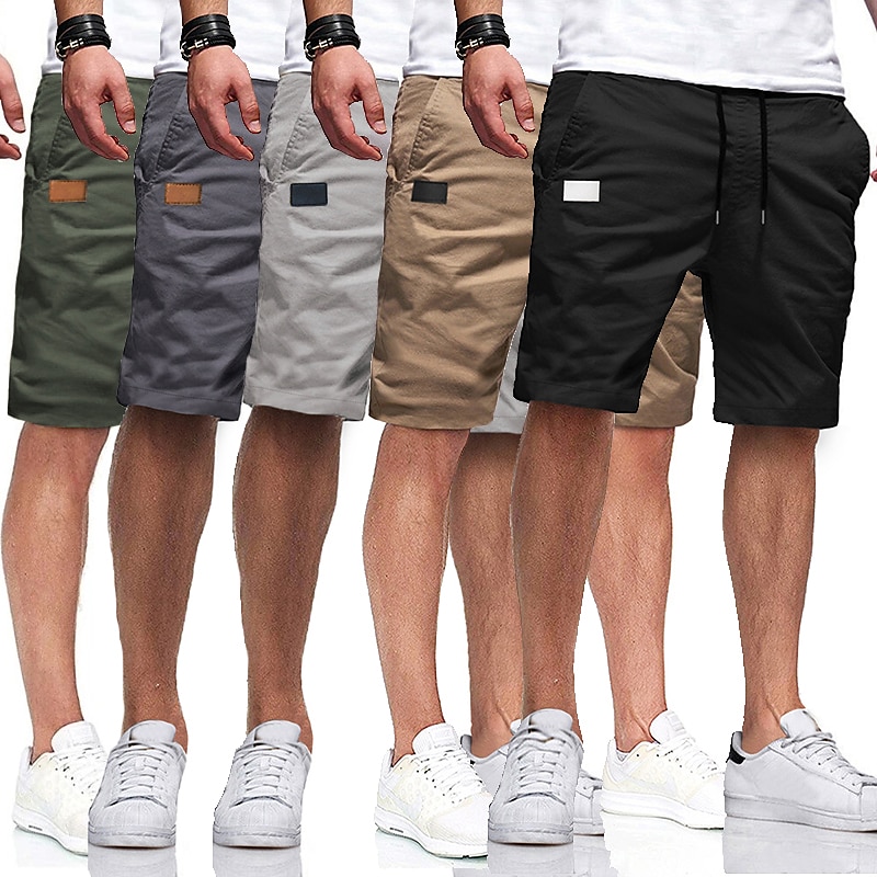 Men's Stylish Sports Shorts Pants Casual Daily Solid Color Mid Waist ArmyGreen Black Khaki Light Grey Dark Gray S M L XL XXL